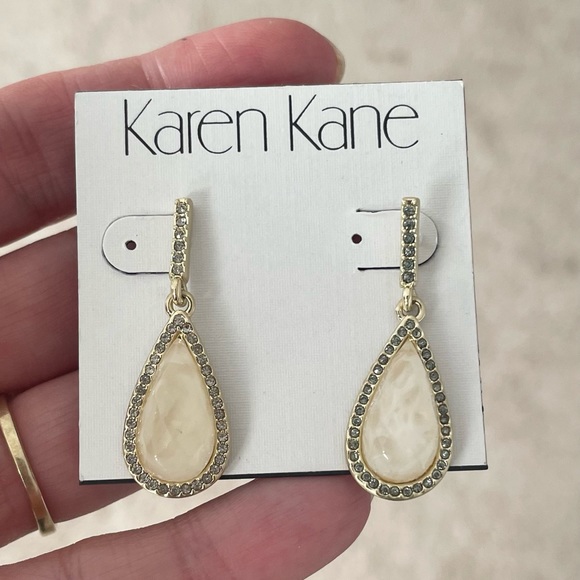Gold rhinestone drop earrings - Karen Kane - Picture 5 of 5